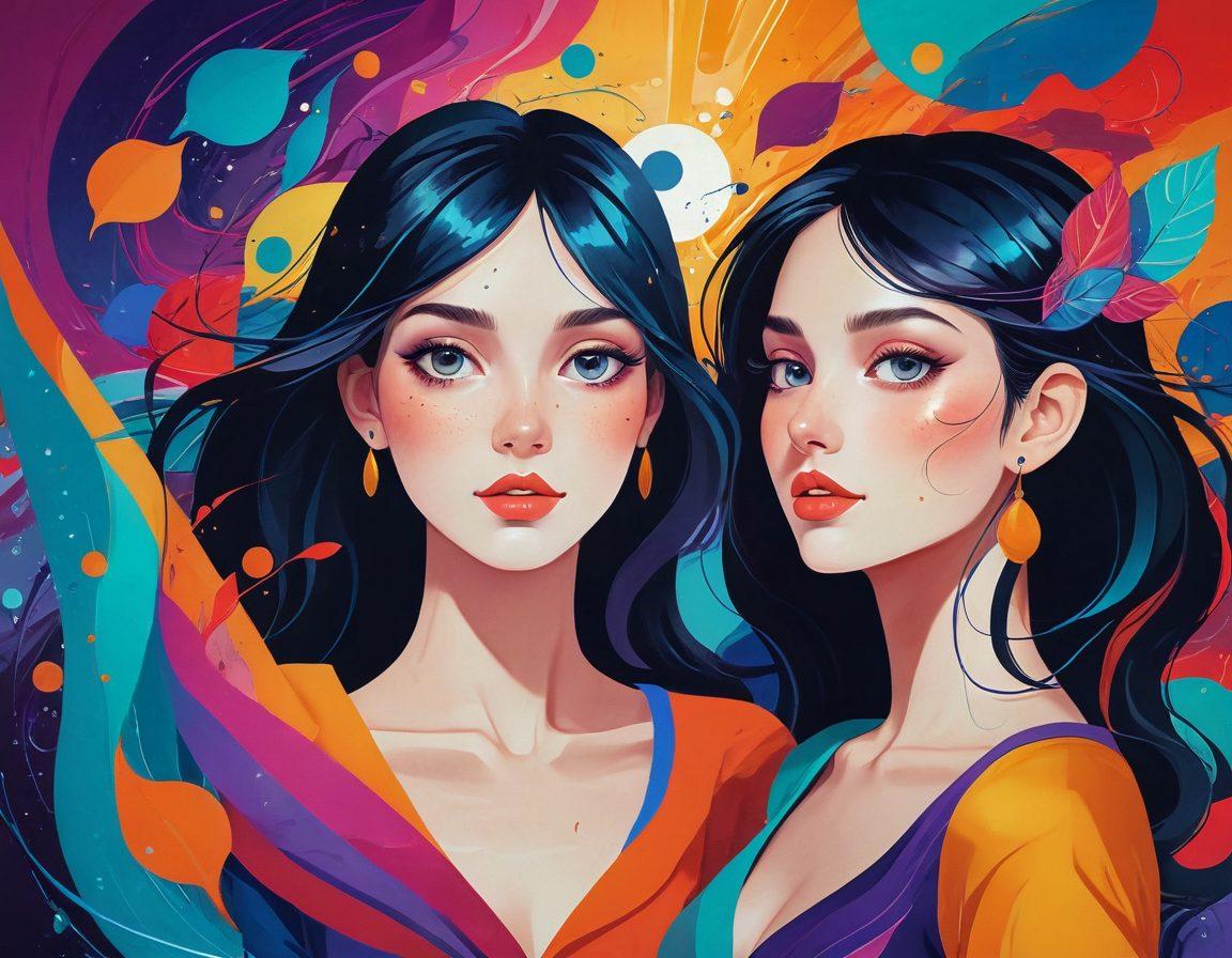 A mesmerizing fusion of classic animation styles blended with adult-themed elements, showcasing a vibrant, colorful scene of characters transitioning from playful cartoonish designs to more mature and sophisticated appearances. The background features an abstract mix of fantasy and sensual motifs, highlighting the contrast between innocence and adult themes. Emphasize depth and emotion in character expressions while maintaining a captivating and artistic flair. super-realistic. vibrant colors. dynamic composition.